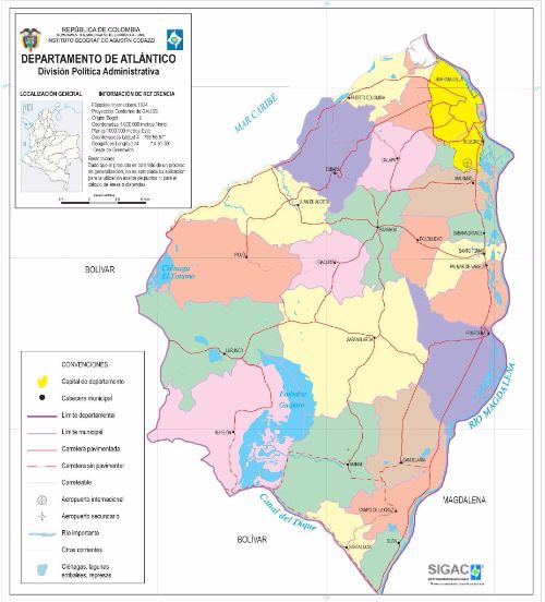 Departamento de Atlántico Mapa Completo
