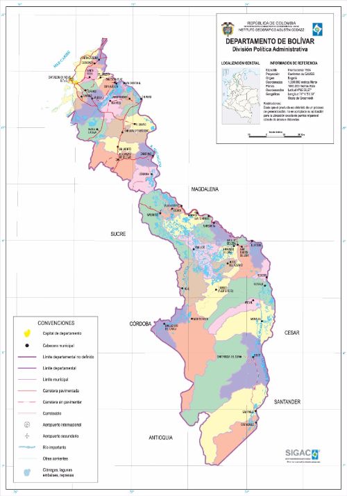 Departamento de Bolívar Mapa Completo