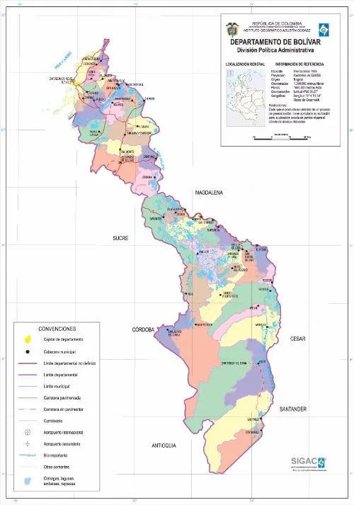 Departamento de Bolivar Mapa Completo Departamento de Bolívar Mapa Completo