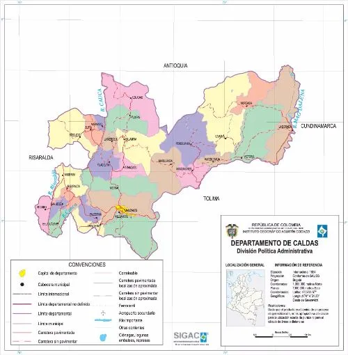 Departamento de Caldas Mapa Completo