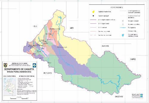 Clic sobre la imagen para ampliar el mapa. Departamento de Caquetá Mapa Completo