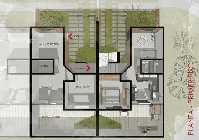 Primer piso vivienda de instares social